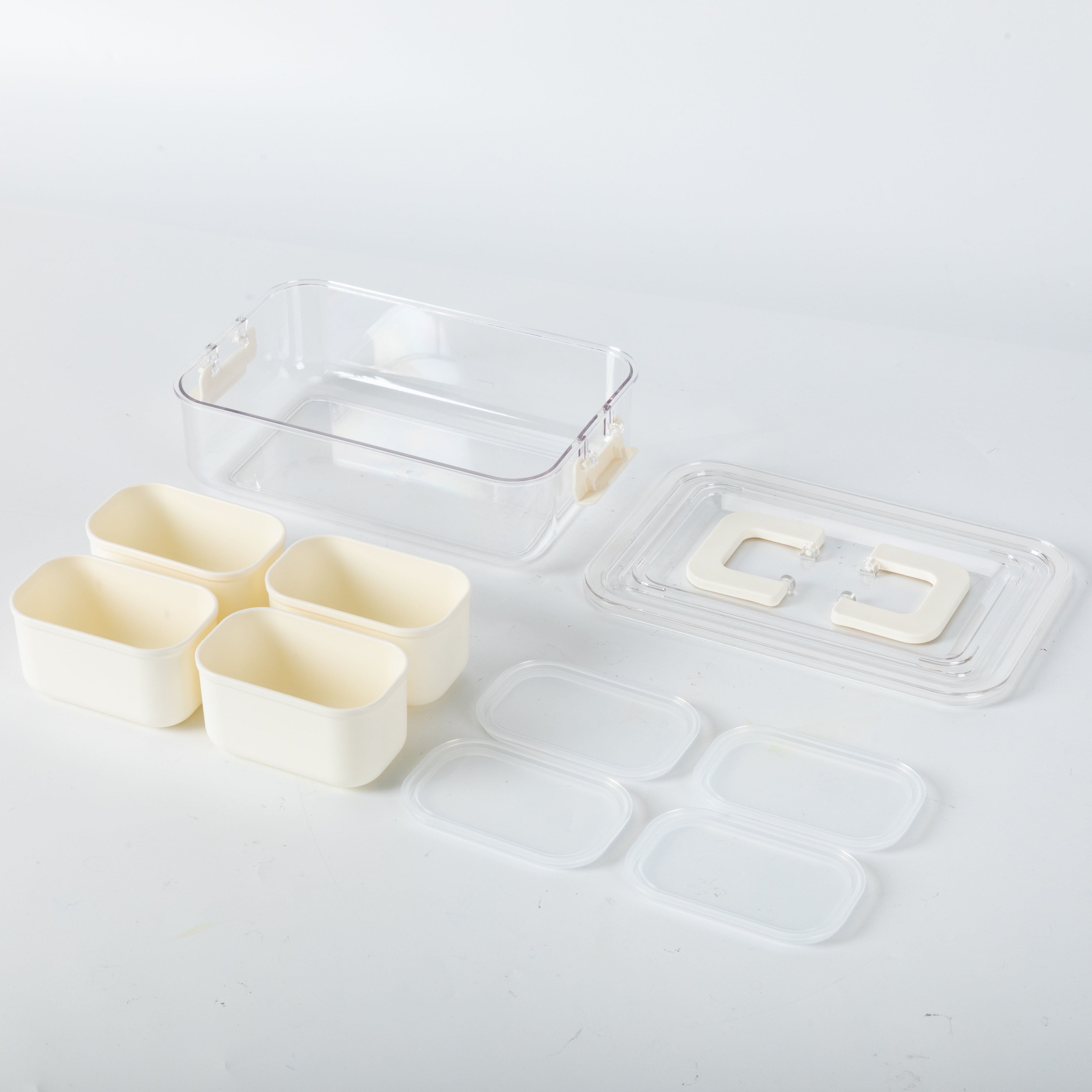 Mainstays Snackle Box, Lunch & Snack Container with lids, Plastic, Mini, 4 Compartment , White, Made for Portable Foo... - Image 4