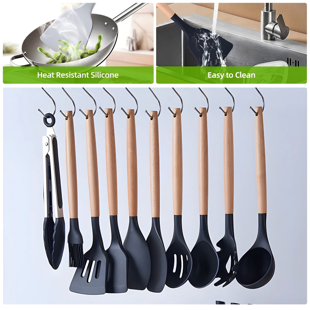 Kitchen Utensils Set- 19 Pcs Silicone Cooking Utensils Set for Nonstick Cookware-Silicone Spatulas Set, Kitchen Gadge... - Image 2