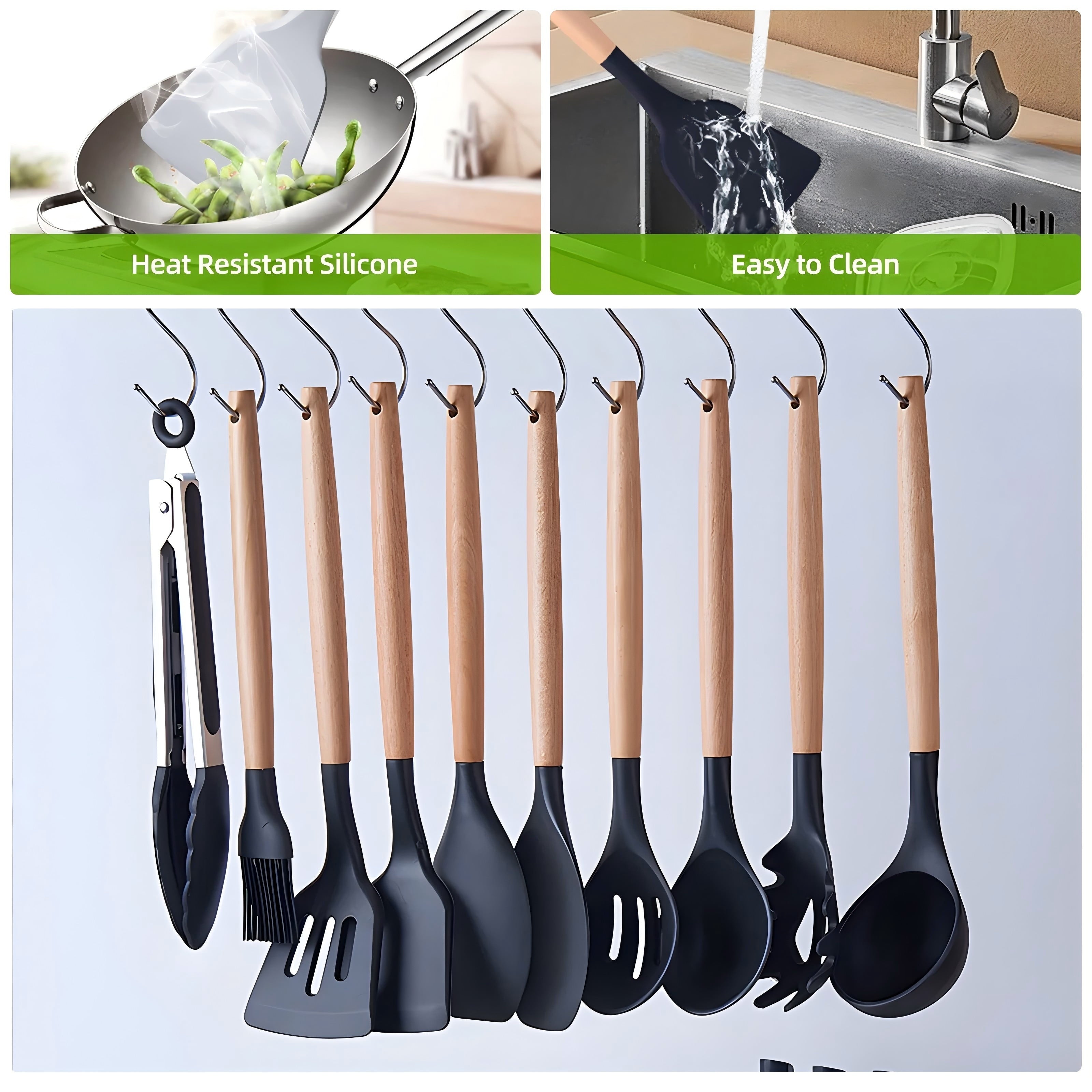 Kitchen Utensils Set- 19 Pcs Silicone Cooking Utensils Set for Nonstick Cookware-Silicone Spatulas Set, Kitchen Gadge... - Image 2