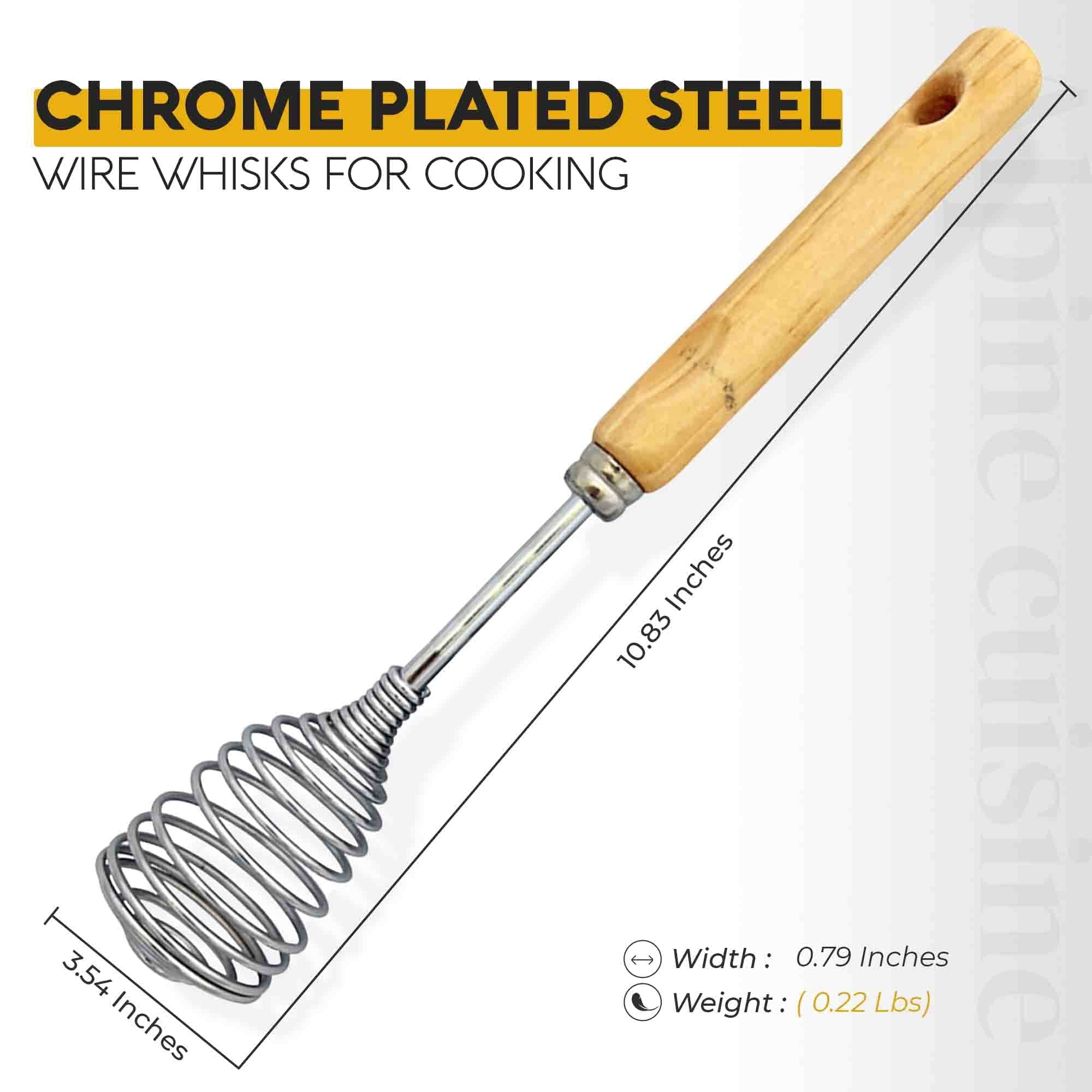 Alpine Cuisine Stainless Steel Wire Whisk 11 Inch with Ergonomic Wood Handle | Egg Whisk, Sauce Whisk & Flat Whisk Co... - Image 6
