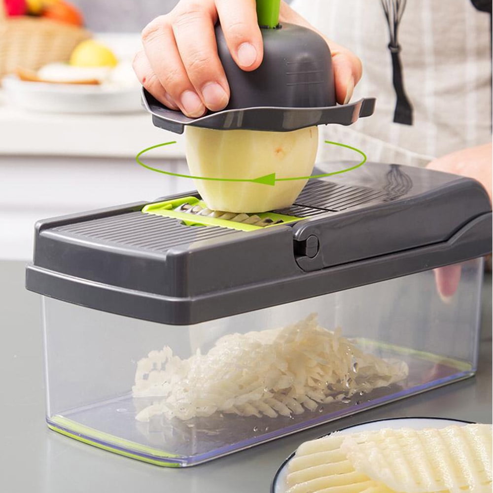 Vegetable Chopper, 14 in 1 Veggie Chopper, Multifunctional Food Cutter with Container 8 Blades - Image 3