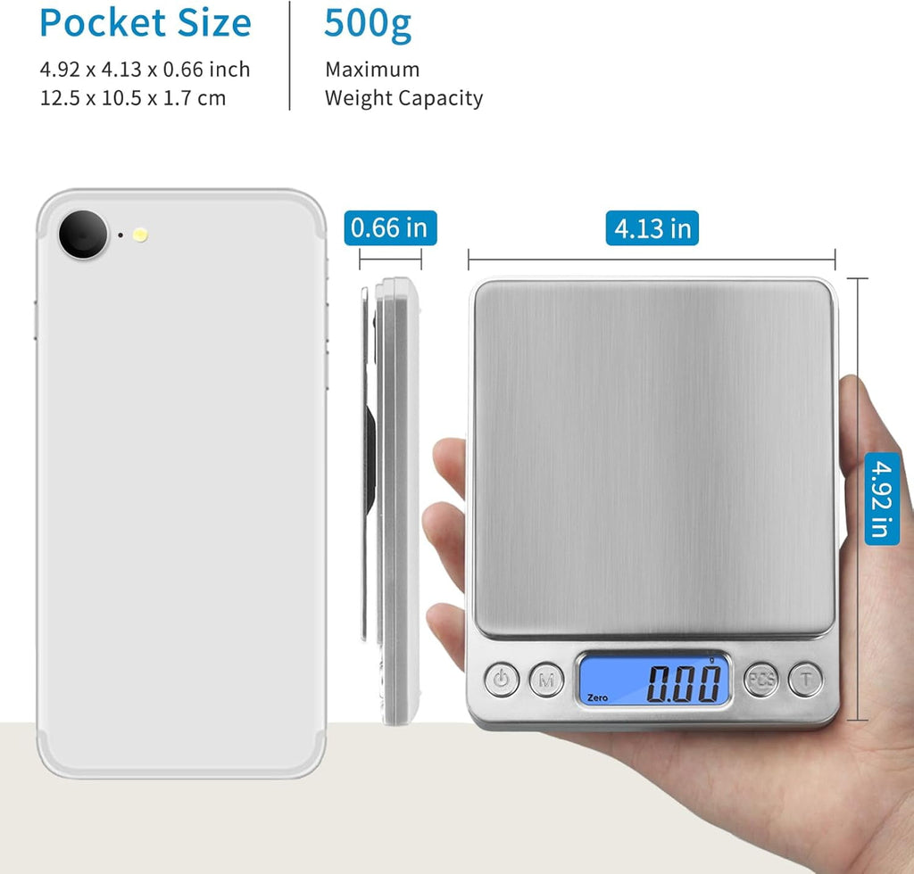 Digital Kitchen Scale, Food Scale, 500g x 0.01g Gram Scale, Cooking Food Scale with LCD Display, Small Pocket Scale w... - Image 2