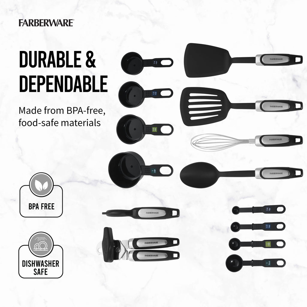 Professional 14-Piece Kitchen Tool and Gadget Kitchen Utensil Set in Black - Image 3