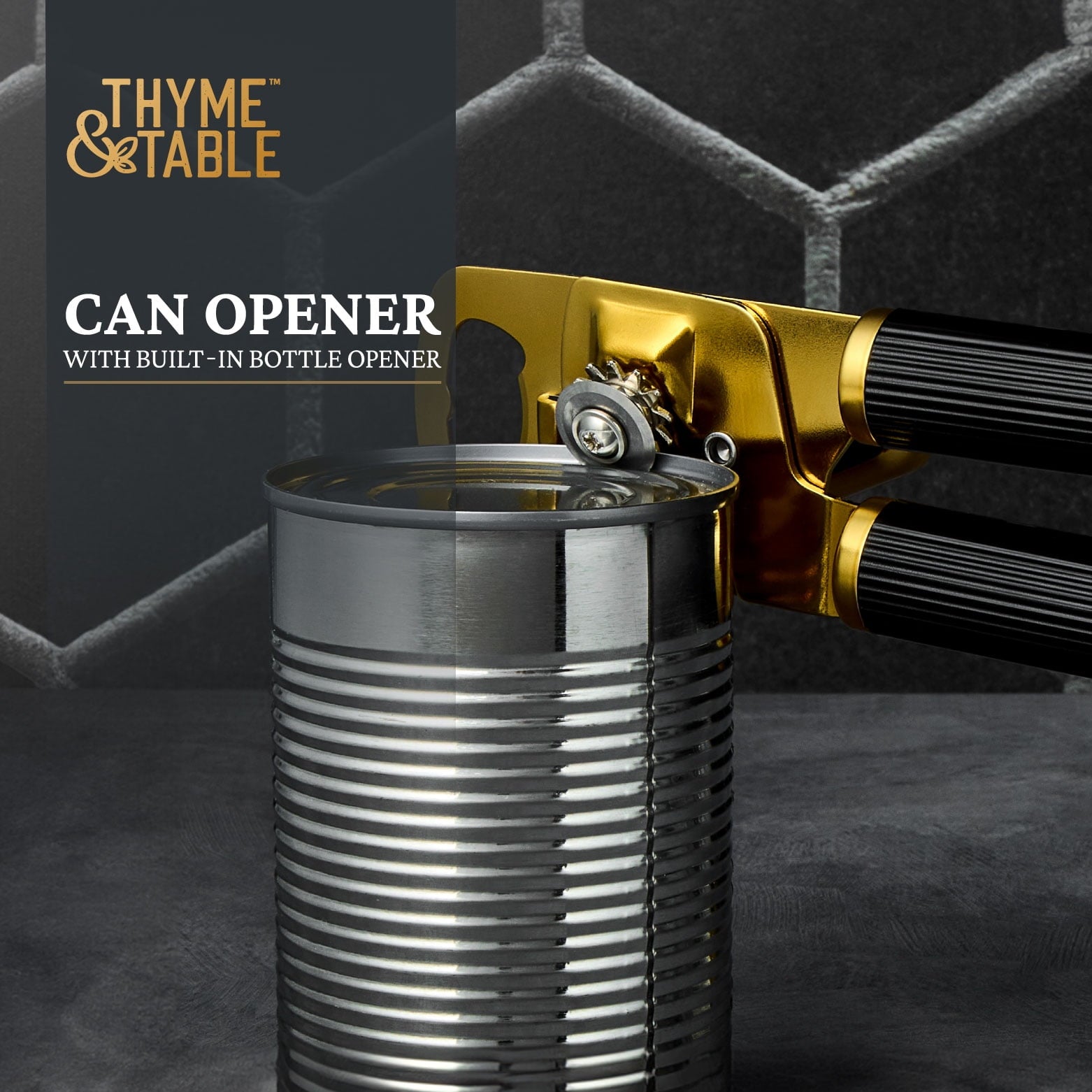 Thyme & Table Stainless Steel Manual Can Opener with Gold Finish - Image 3