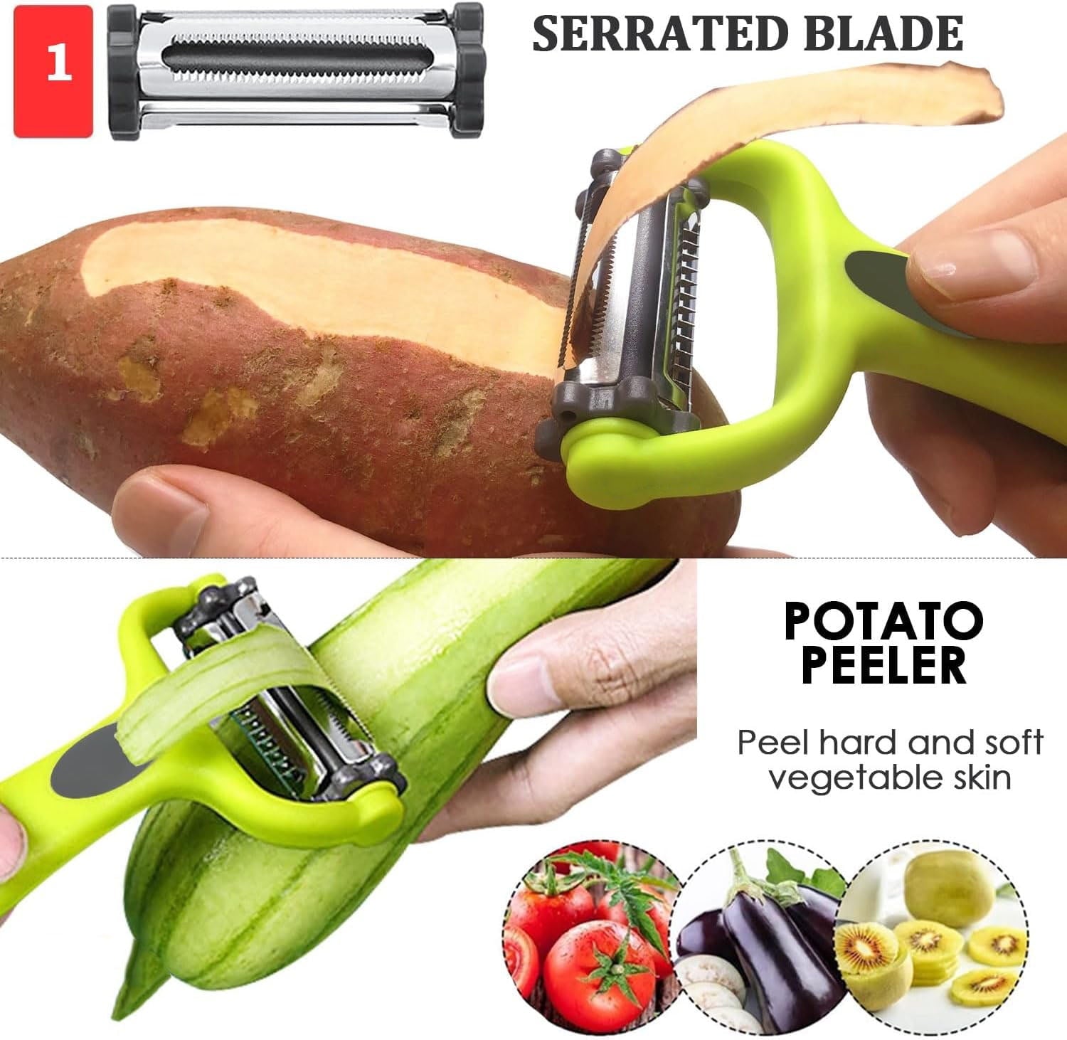 Potato Vegetable Peeler For Kitchen, Julienne Peeler, I And Y Potato Peelers For Apple Fruit Carrot Zucchini Cucumber... - Image 2