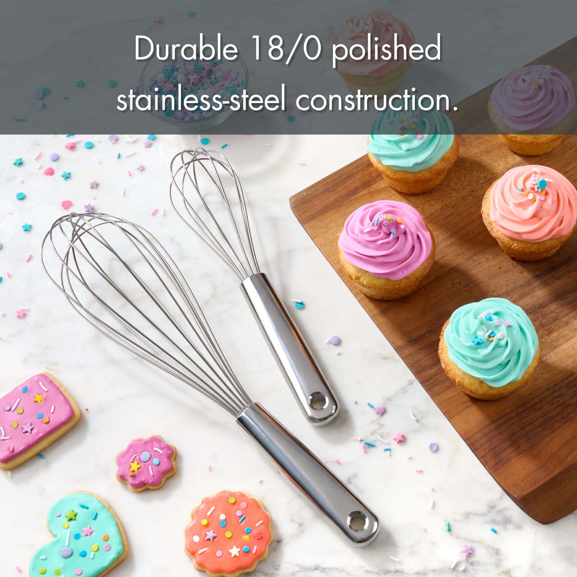 Mainstays 2 Piece Stainless Steel Balloon Whisk, 11.8 inch and 8.85 inch - Image 4