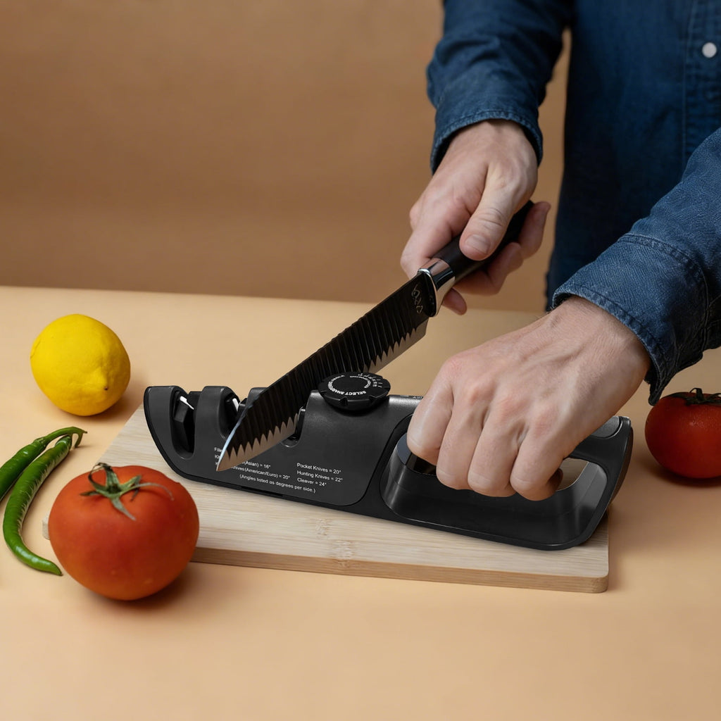 Behome 3-in-1 Knife Sharpener 6 Angle Adjustable, With 3 Stage, Handheld Manual Knives Sharpener for Repair, Restore,... - Image 2