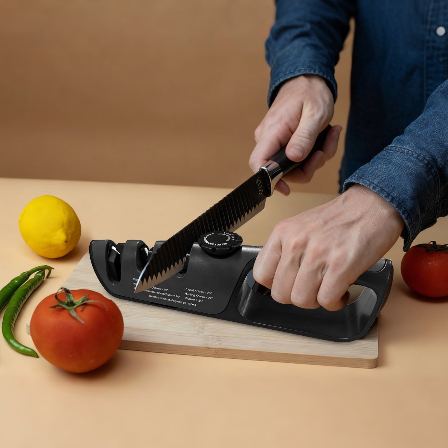 Behome 3-in-1 Knife Sharpener 6 Angle Adjustable, With 3 Stage, Handheld Manual Knives Sharpener for Repair, Restore,... - Image 2