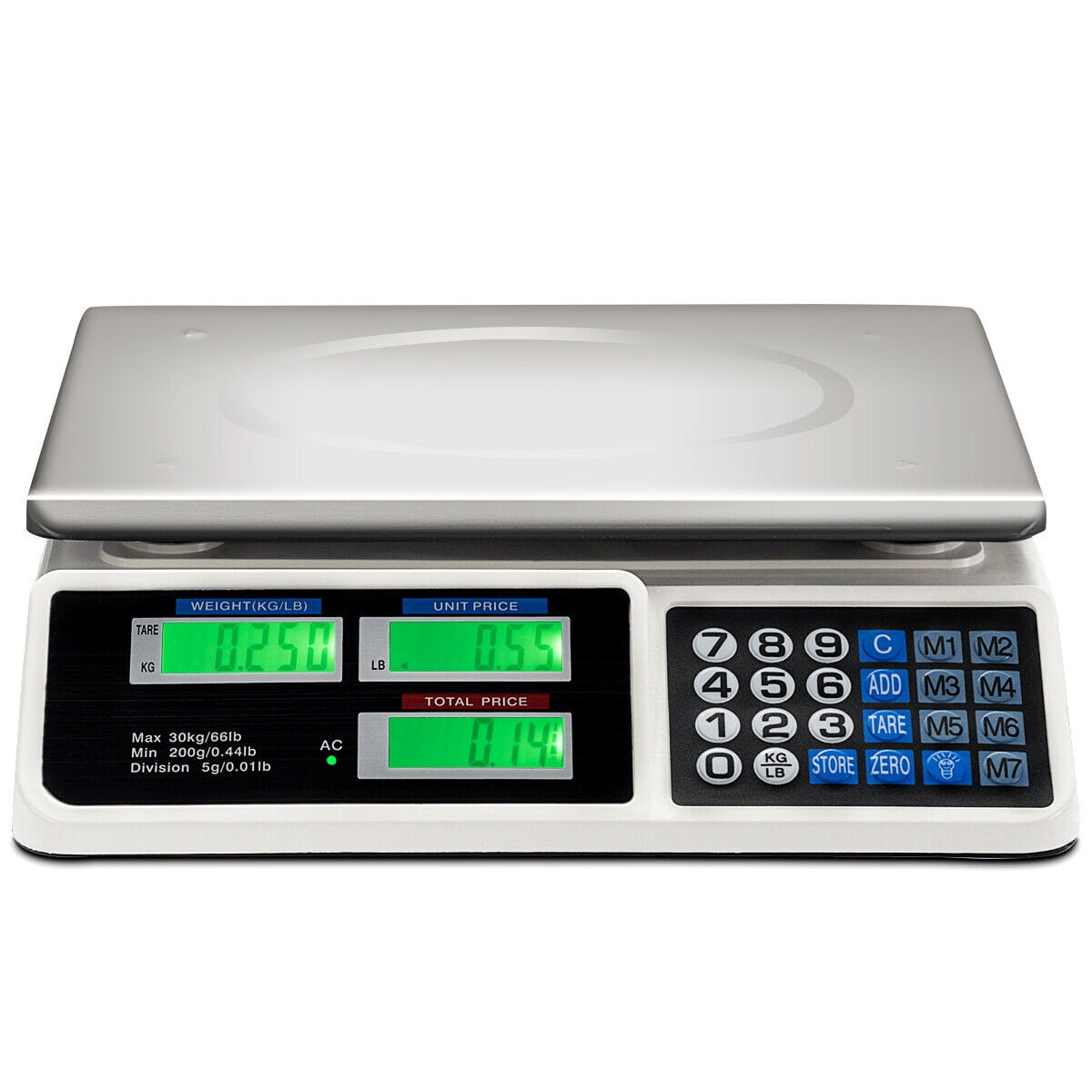 Costway 66 lbs Digital Weight Scale Price Computing Retail Count Scale Food Meat Scales