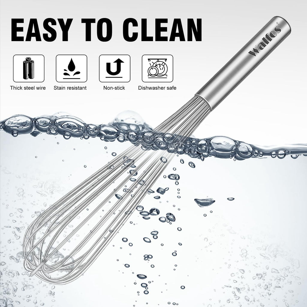 Walfos Whisk,14in Large Whisks, Heavy Duty Stainless Steel Wire Whisk for Blending, Whisking, Beating Suitable for st... - Image 4