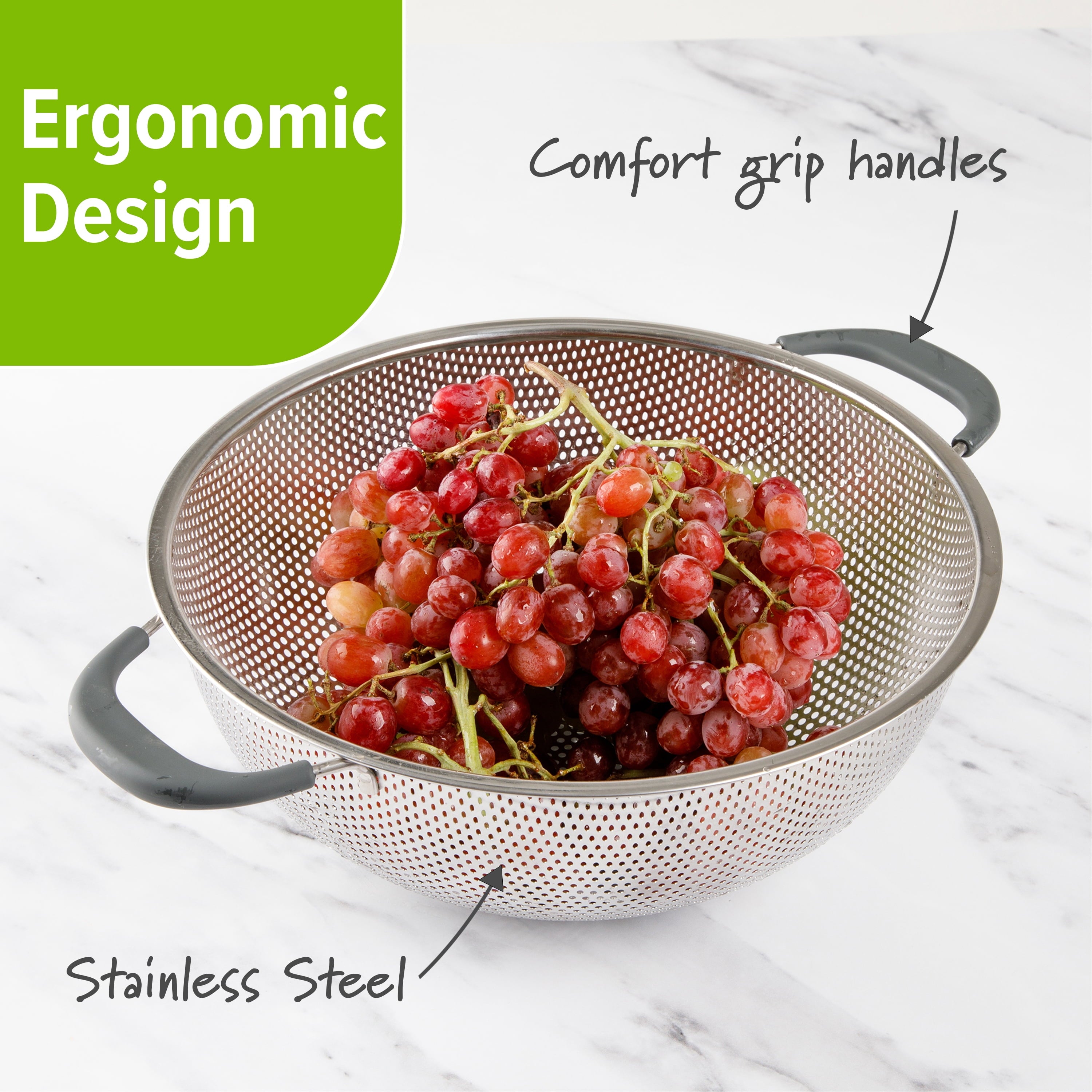 PrepSolutions 5 Qt Stainless Steel Colander - Image 3