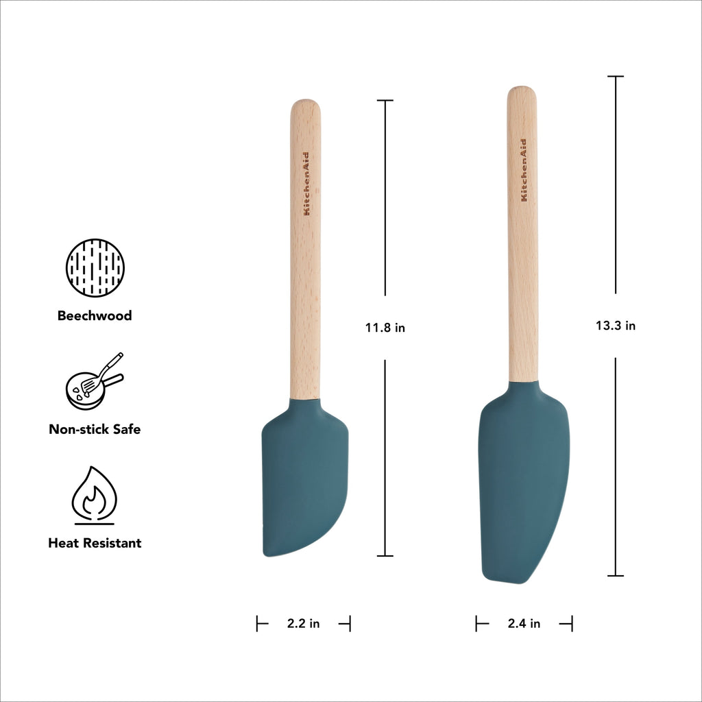 2-Piece Silicone Mixing Spatula and Scraper Set for Cooking, Agave - Image 5
