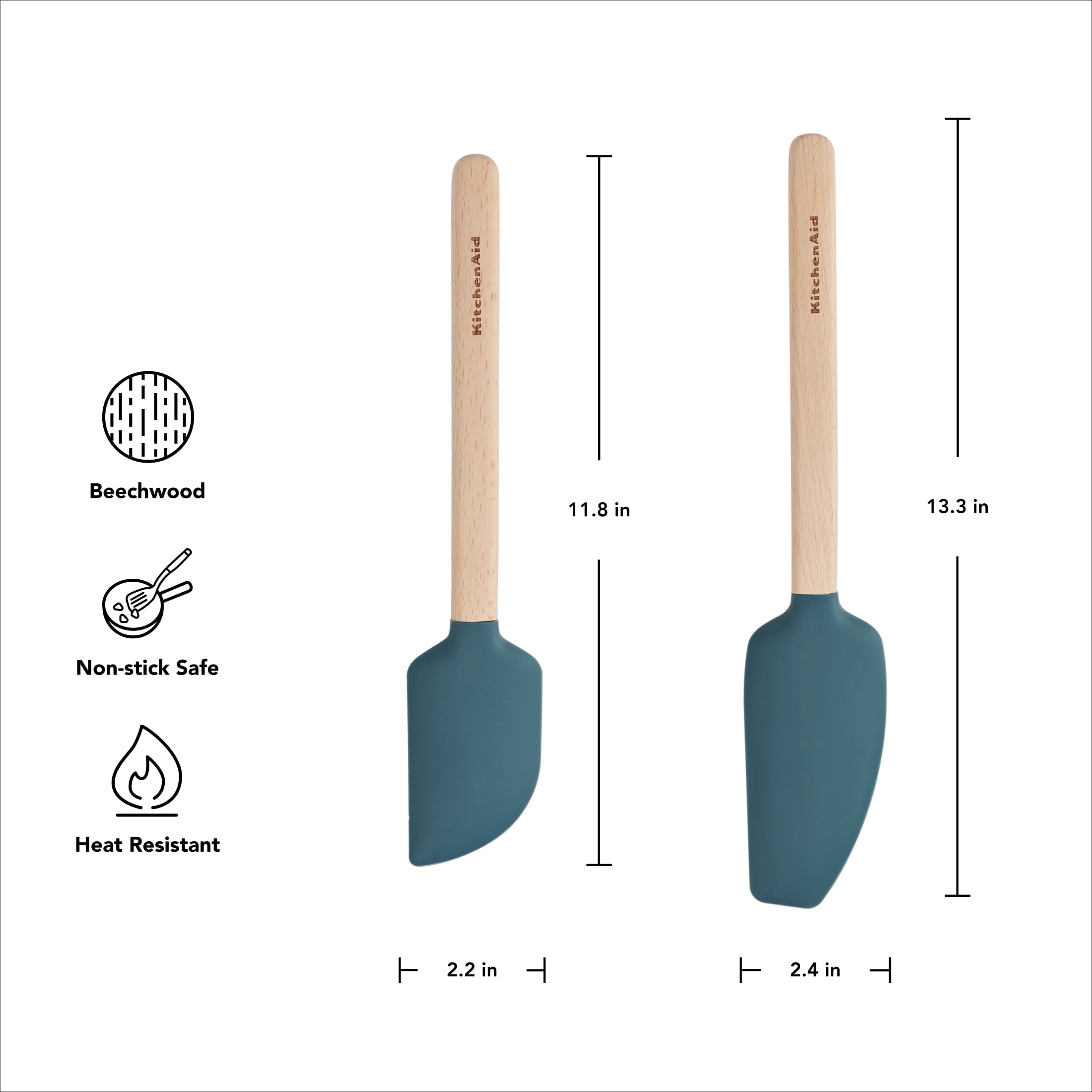 2-Piece Silicone Mixing Spatula and Scraper Set for Cooking, Agave - Image 5