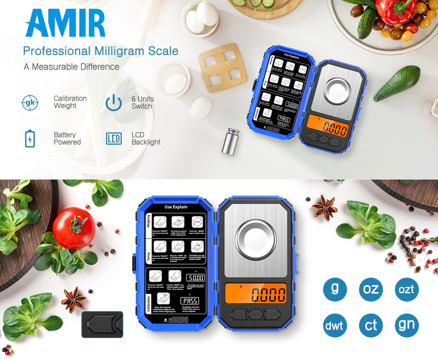 Scale for Kitchen, Digital Scale 20g-0.001g Pocket Scale Electronic Smart Scale with 20g Calibration Weight Mini Scal... - Image 2