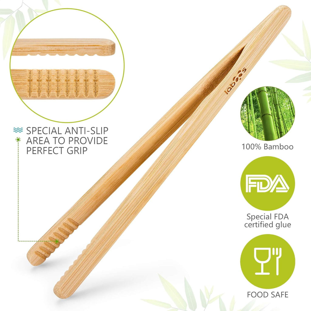 Reusable Classic Bamboo Toast Tongs - Wood Cooking Tong,Ideal for Toaster,Fruits, Bread & Pickles, Kitchen Utensil Fo... - Image 2