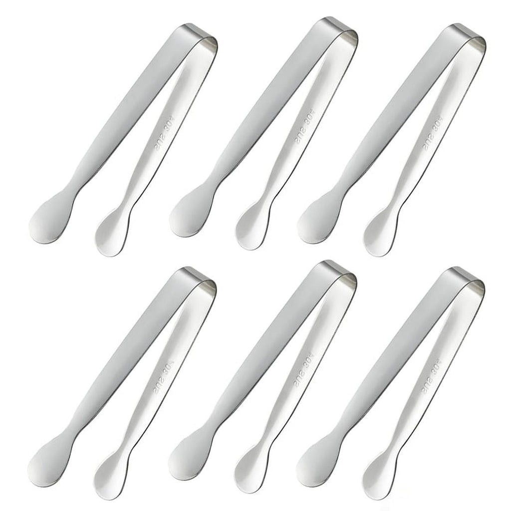 6PCS Mini Small Tiny Tongs, 4.25Inch Stainless Steel Small Tongs for Serving Food, Kitchen 304stainless Steel