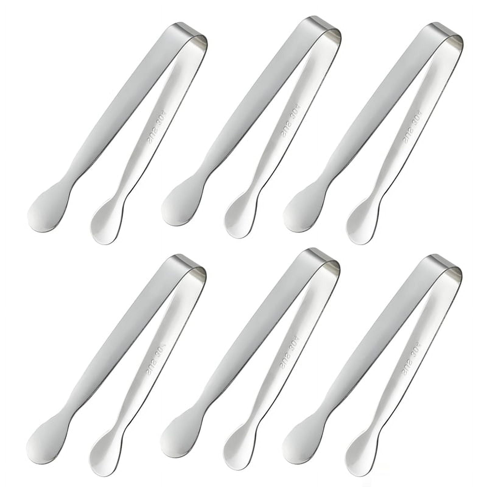 6PCS Mini Small Tiny Tongs, 4.25Inch Stainless Steel Small Tongs for Serving Food, Kitchen 304stainless Steel