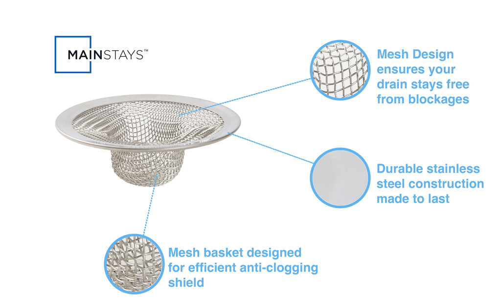 Mainstays Multiple Size 3 Pack Stainless Steel Mesh Drain Strainers Silver - Image 3