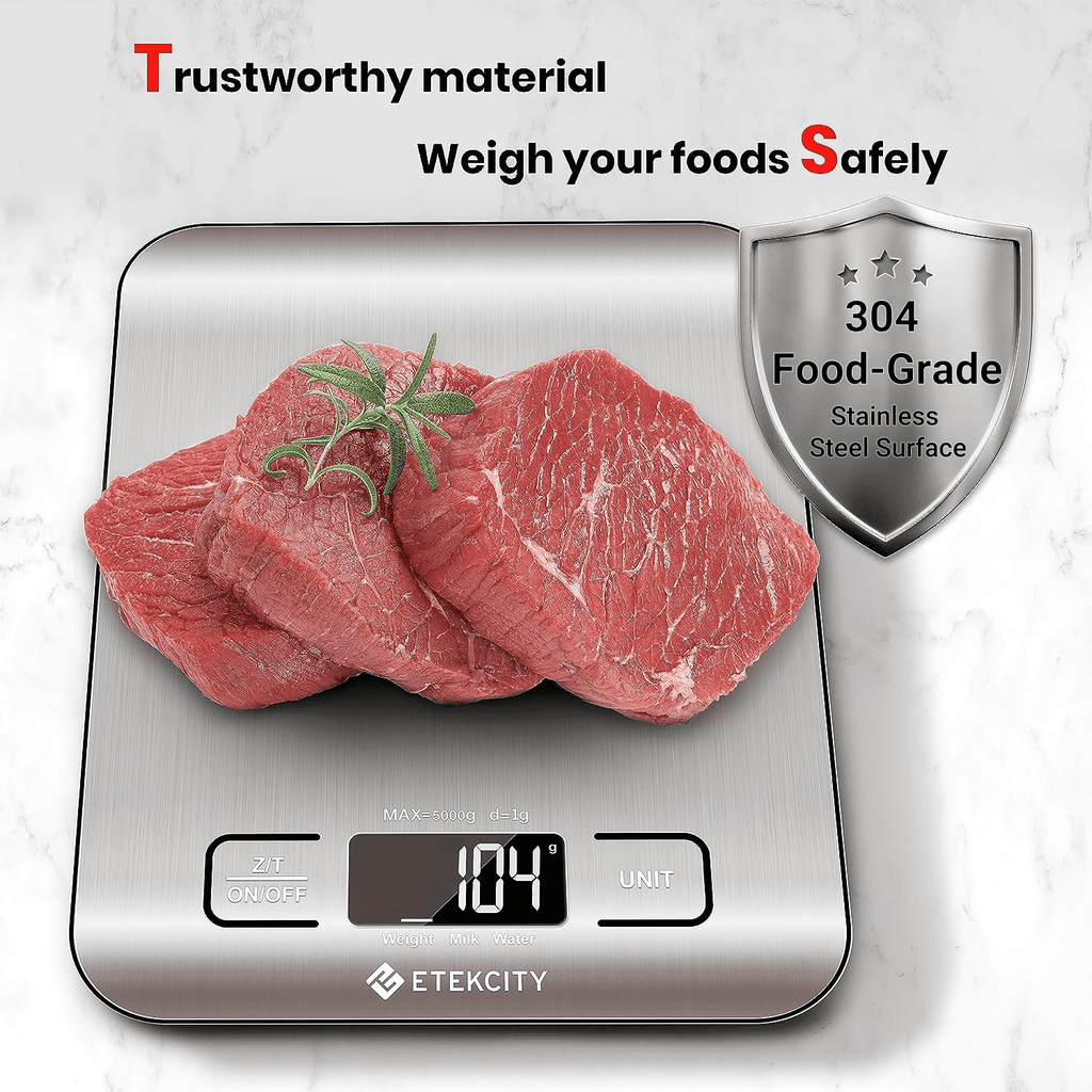 Etekcity Kitchen Scale, Digital Food Scale, 304 Stainless Steel, 11lb/5kg, Silver, EK6015 - Image 5