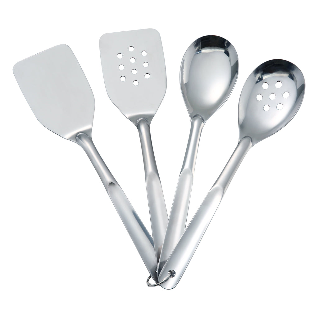 Mainstays Stainless Steel 4-Piece Utensil Set: Includes Spatula, Slotted Spatula, Spoon, and Slotted Spoon - Image 4