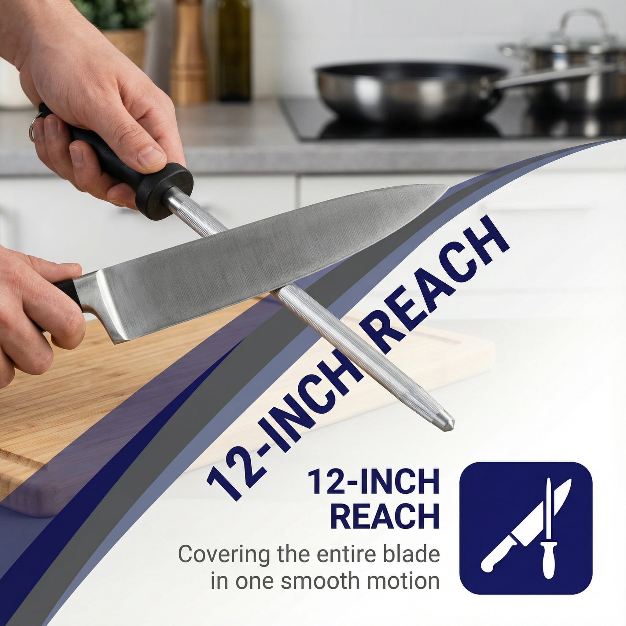 DEKEones 12 Inch Carbon Steel Black Sharpening Steel Knife Sharpeners - Image 3