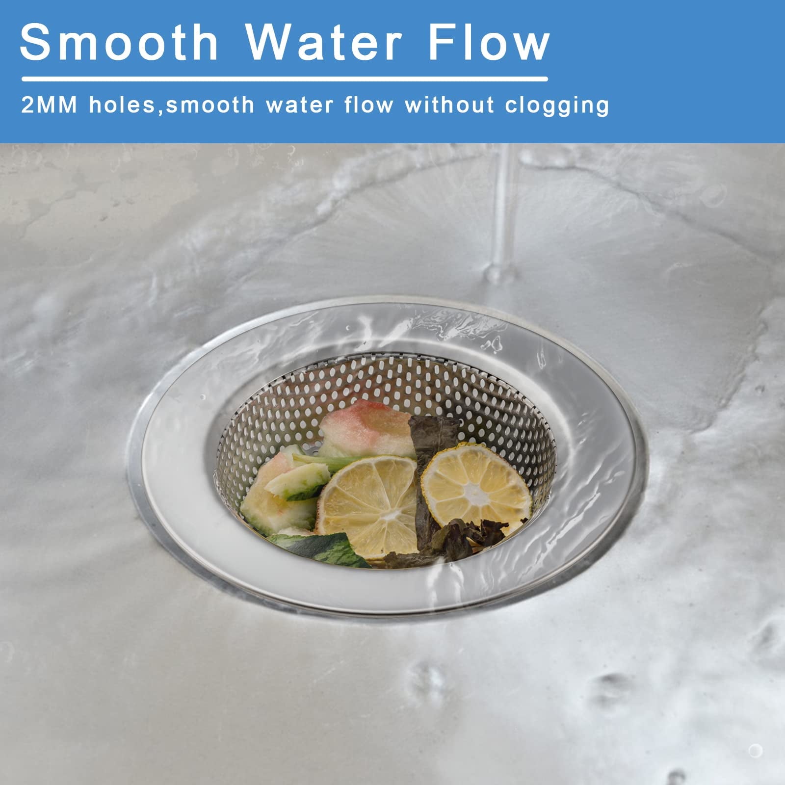 Dihmpor 2 Pcs Sink Strainer for Most Kitchen Sink Drain Basket, Upgraded Double-Layer Safe Design Kitchen Sink Strain... - Image 2
