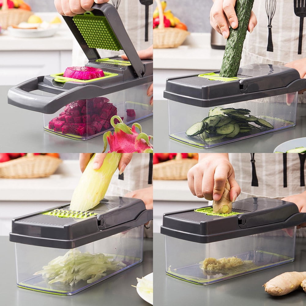 Vegetable Chopper, 14 in 1 Veggie Chopper, Multifunctional Food Cutter with Container 8 Blades - Image 2