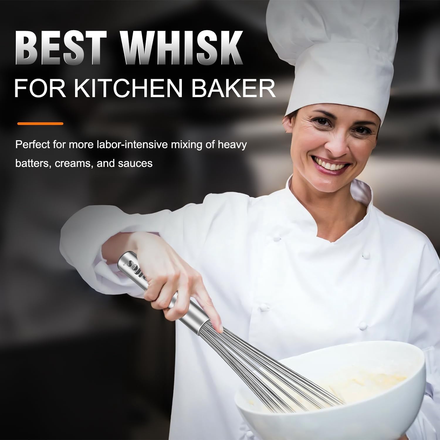 Walfos Whisk,14in Large Whisks, Heavy Duty Stainless Steel Wire Whisk for Blending, Whisking, Beating Suitable for st... - Image 6
