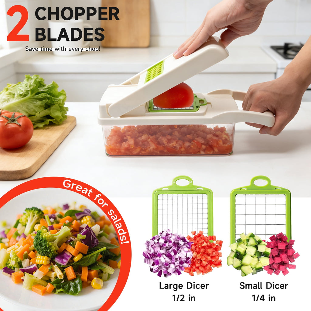 Aonhom Vegetable Chopper Food Slicer, 14 in 1 Food Chopper for Onion, Veggie, Cheese Grater, Vegetables Cutter With L... - Image 4