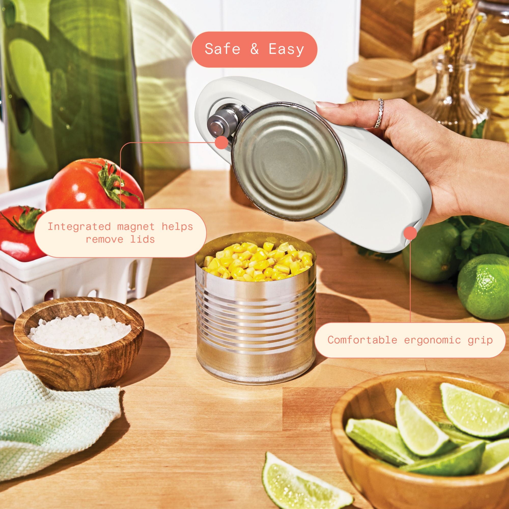 Beautiful Hands-Free Automatic Battery Powered Electric Can Opener, White Icing by Drew Barrymore - Image 6