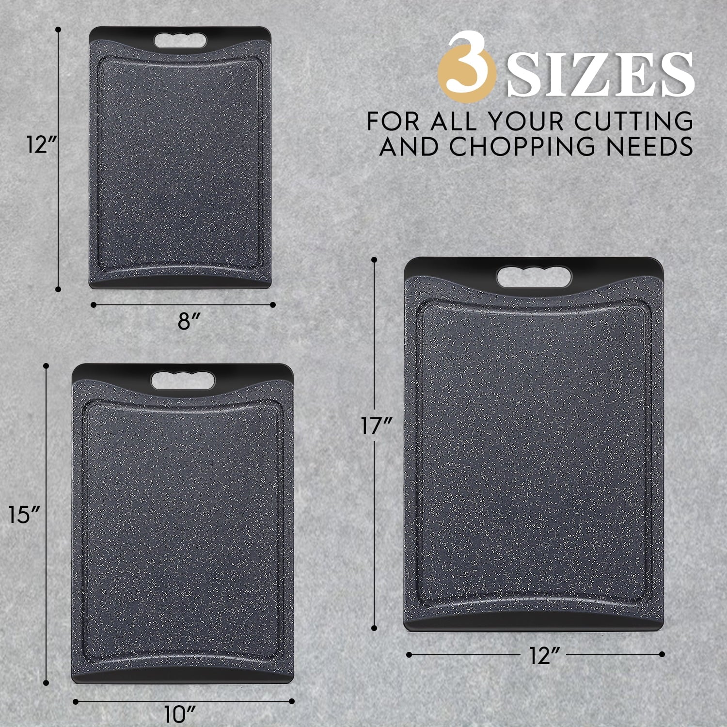 Extra Large Cutting Boards, AOKIWO Plastic Cutting Boards for Kitchen (Set of 3)Meat, Veggies Cutting Board Set Dishw... - Image 2