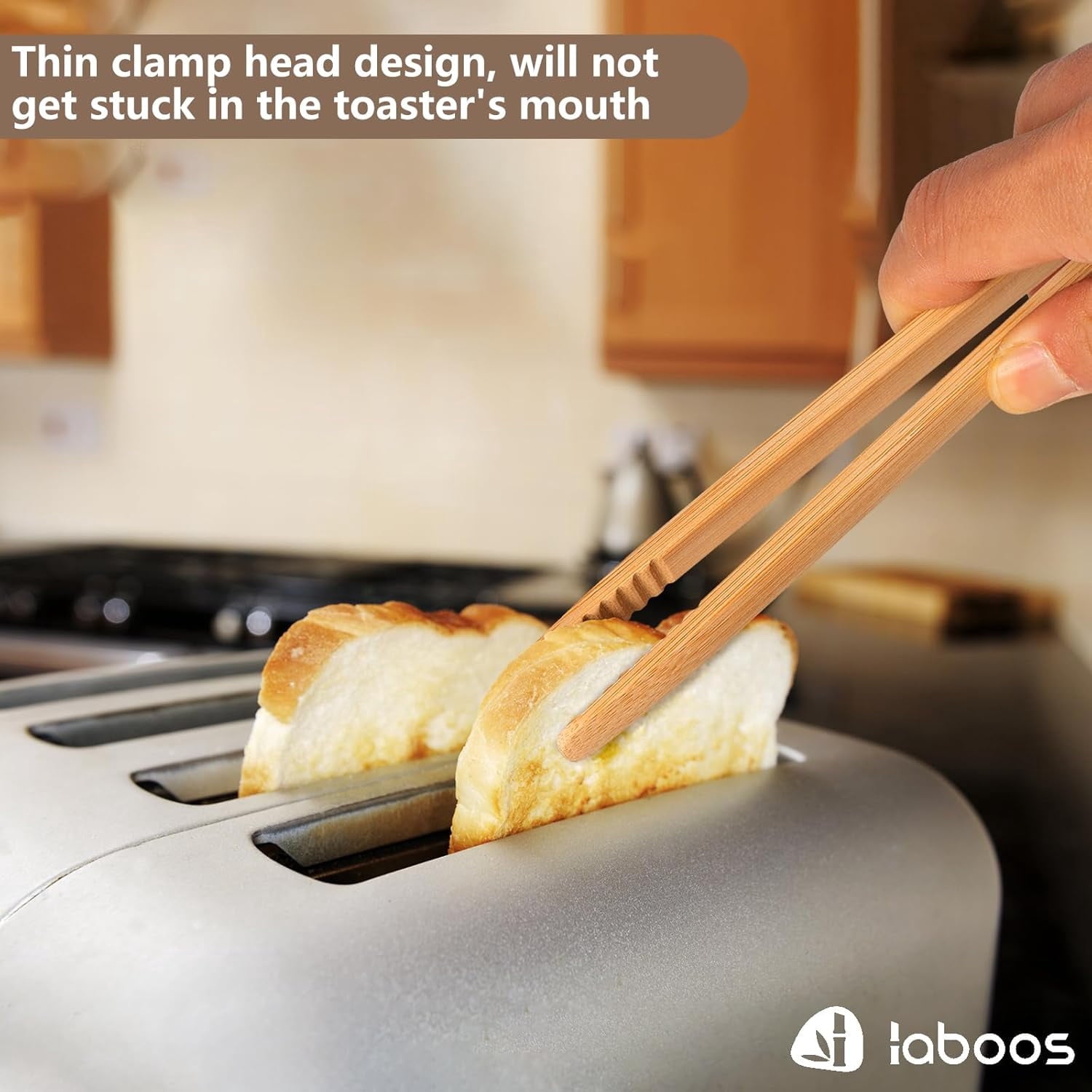 Magnetic Classic Bamboo Toast Tongs - Wood Cooking Tong,Ideal for Toaster,Fruits, Bread & Pickles, Kitchen Utensil fo... - Image 2