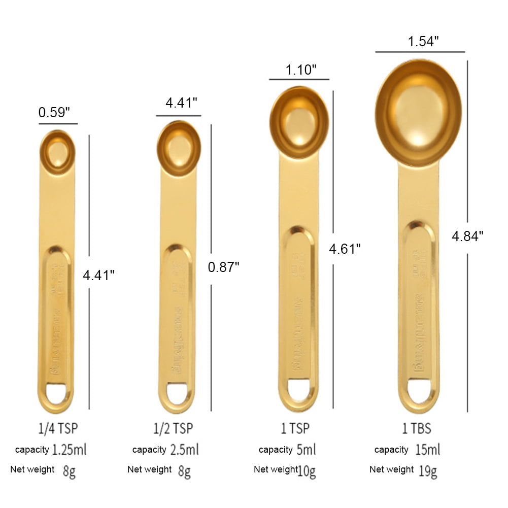 CSCHome Stainless Steel Measuring Cups,Measuring Cup Spoon Set,Kitchen Accessories 8 PCS(Gold) - Image 5