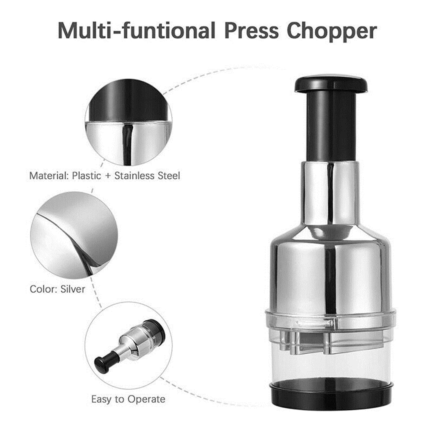Food Chopper, Easy to Clean Manual Hand Vegetable Chopper Dicer, Onion Chopper for Veggies Garlic Salads - Image 3
