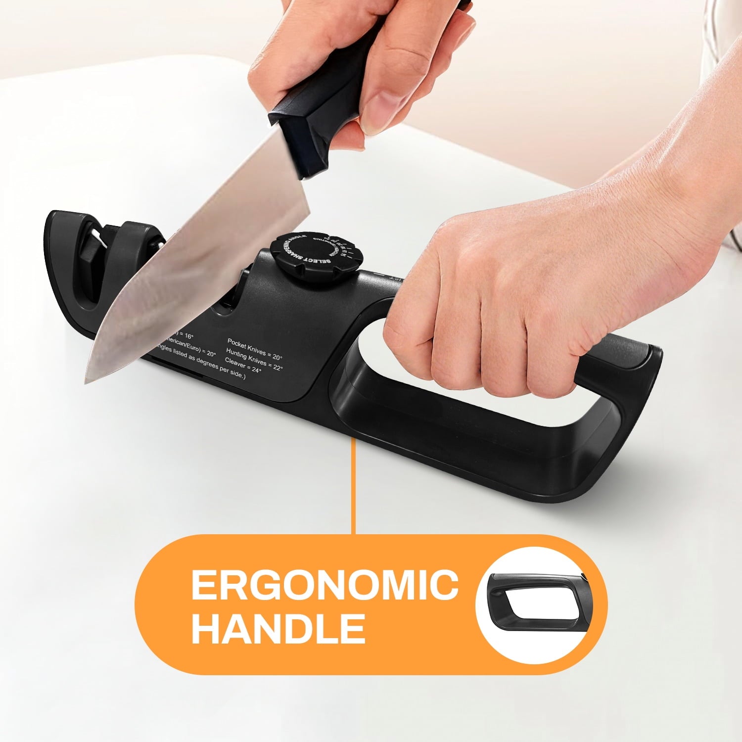 Behome 3-in-1 Knife Sharpener 6 Angle Adjustable, With 3 Stage, Handheld Manual Knives Sharpener for Repair, Restore,... - Image 5