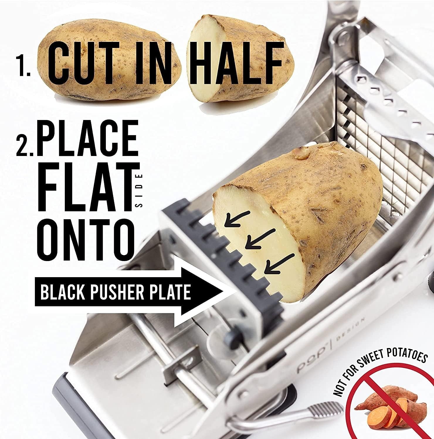 UU&T French Fry Cutter with 2 Blades, Professional Potato Cutter Stainless Steel, Potato Slicer French Fries, No-Slip... - Image 2