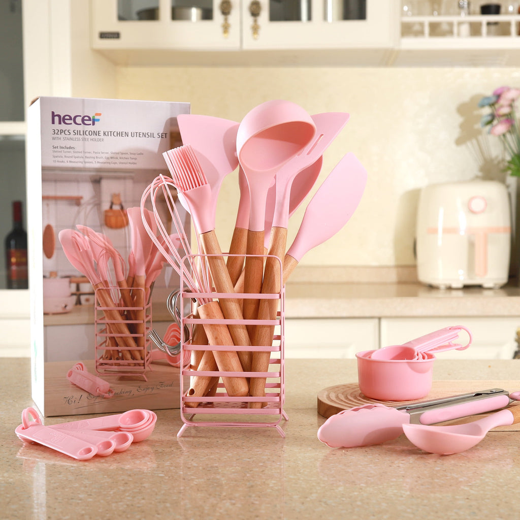 Hecef 32 PCS Silicone Cooking Utensils Set, 446°F Heat Resistant for Nonstick Cookware - Image 4