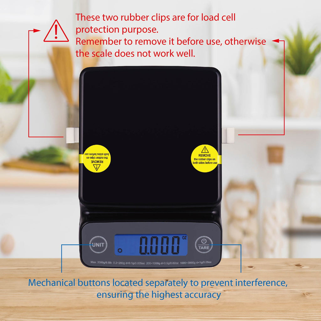 Mainstays 6LB High Precision Digital Kitchen Scale with Blue Backlit, Black - Image 2