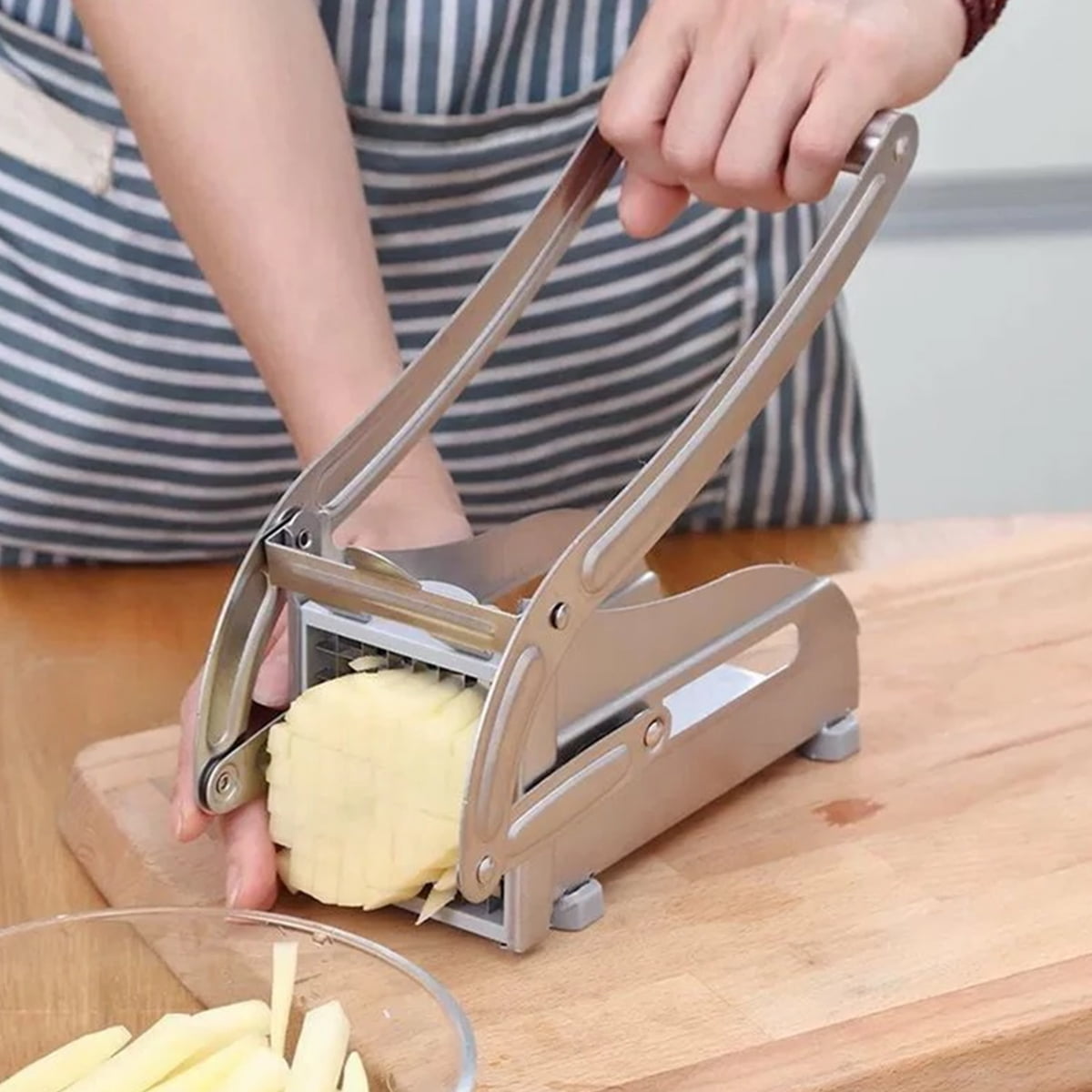 Dznils French Fry Cutter Multifunction Vegetable Fruit Chopper with 2 Stainless Steel Blades for French Fries Chips M... - Image 4