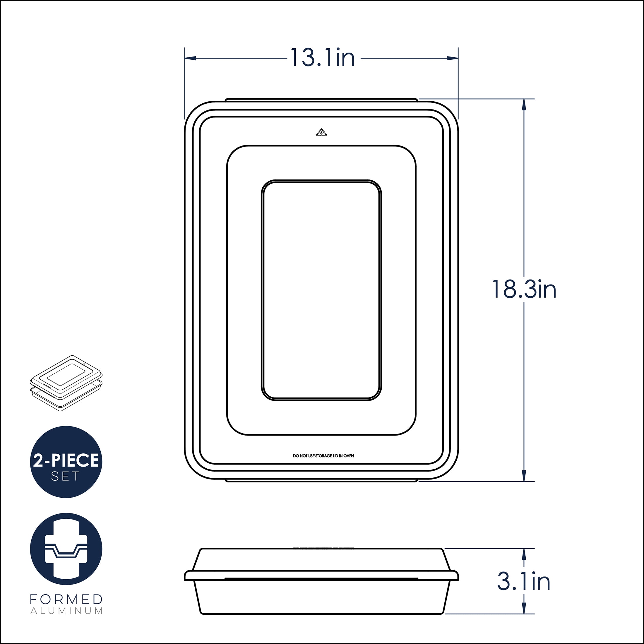 Naturals 2 Piece Aluminum Bakeware Set with 13” x 18” High Sided Half Sheet Pan and Lid - Image 6