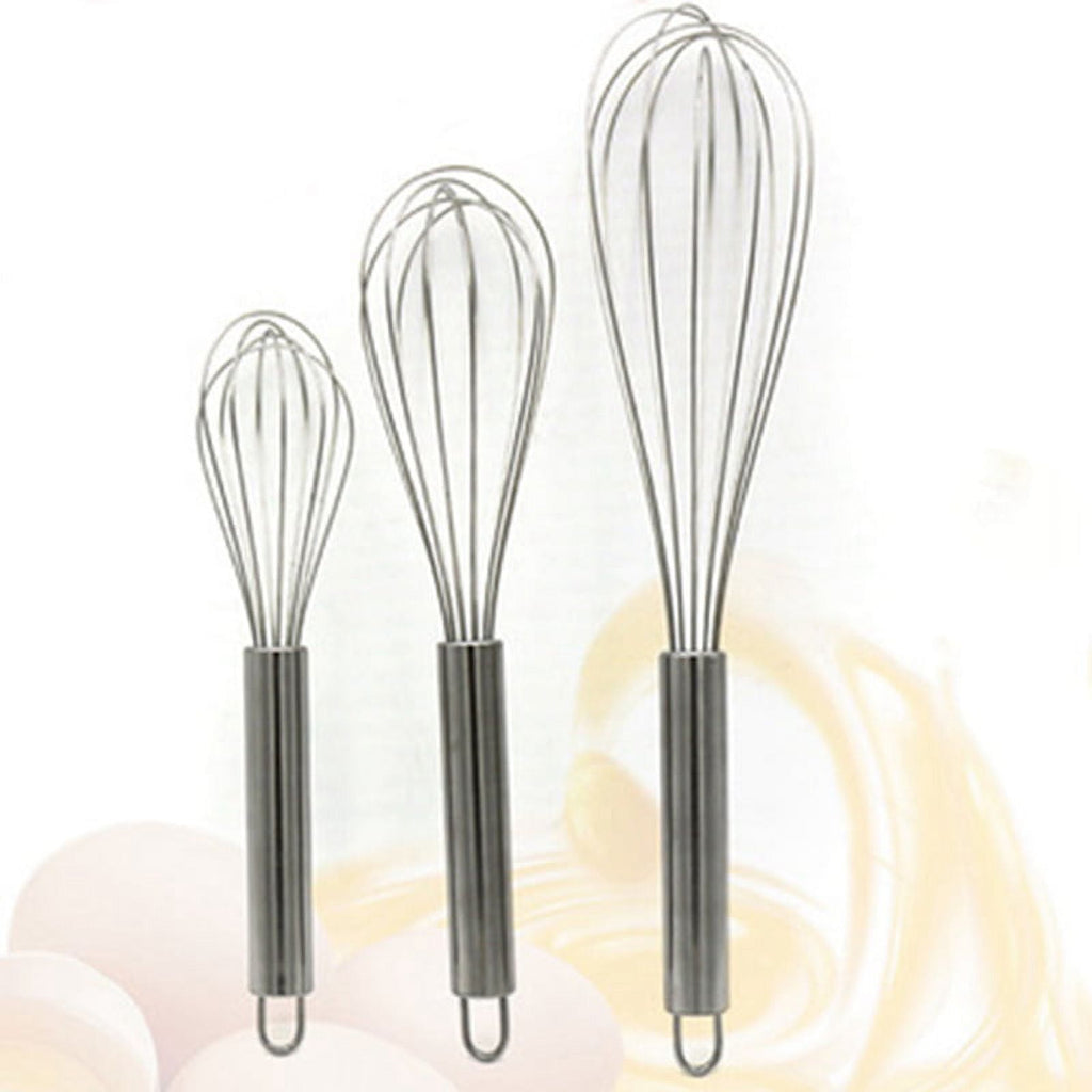 3 Pack Whisk Egg Stainless Steel Set 8"10"12" for Cooking Kitchen Strong Handles Balloon Wire Egg Beater for Stirring... - Image 3