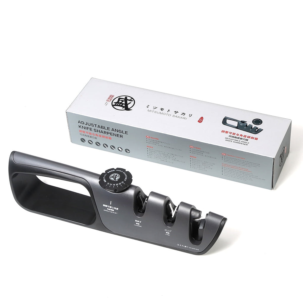 MITSUMOTO SAKARI Knife Sharpener, Japanese kitchen Knife Sharpener with Adjustable Angle Knob - Image 5