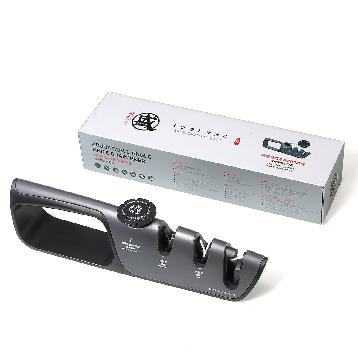 MITSUMOTO SAKARI Knife Sharpener, Japanese kitchen Knife Sharpener with Adjustable Angle Knob - Image 5
