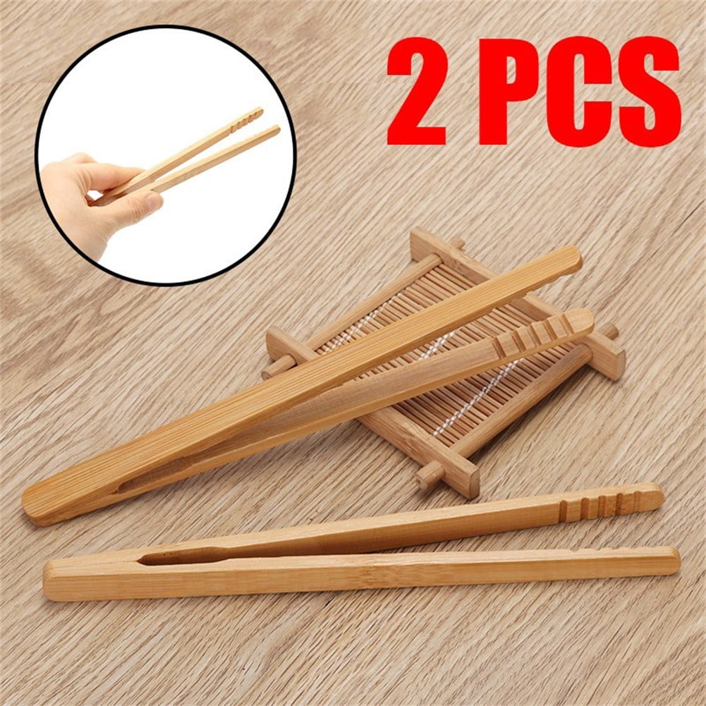 Yannee 2 Pcs Bamboo Toaster Tongs for Toast Pickles Tea Cooking Kitchen Tongs - Image 5