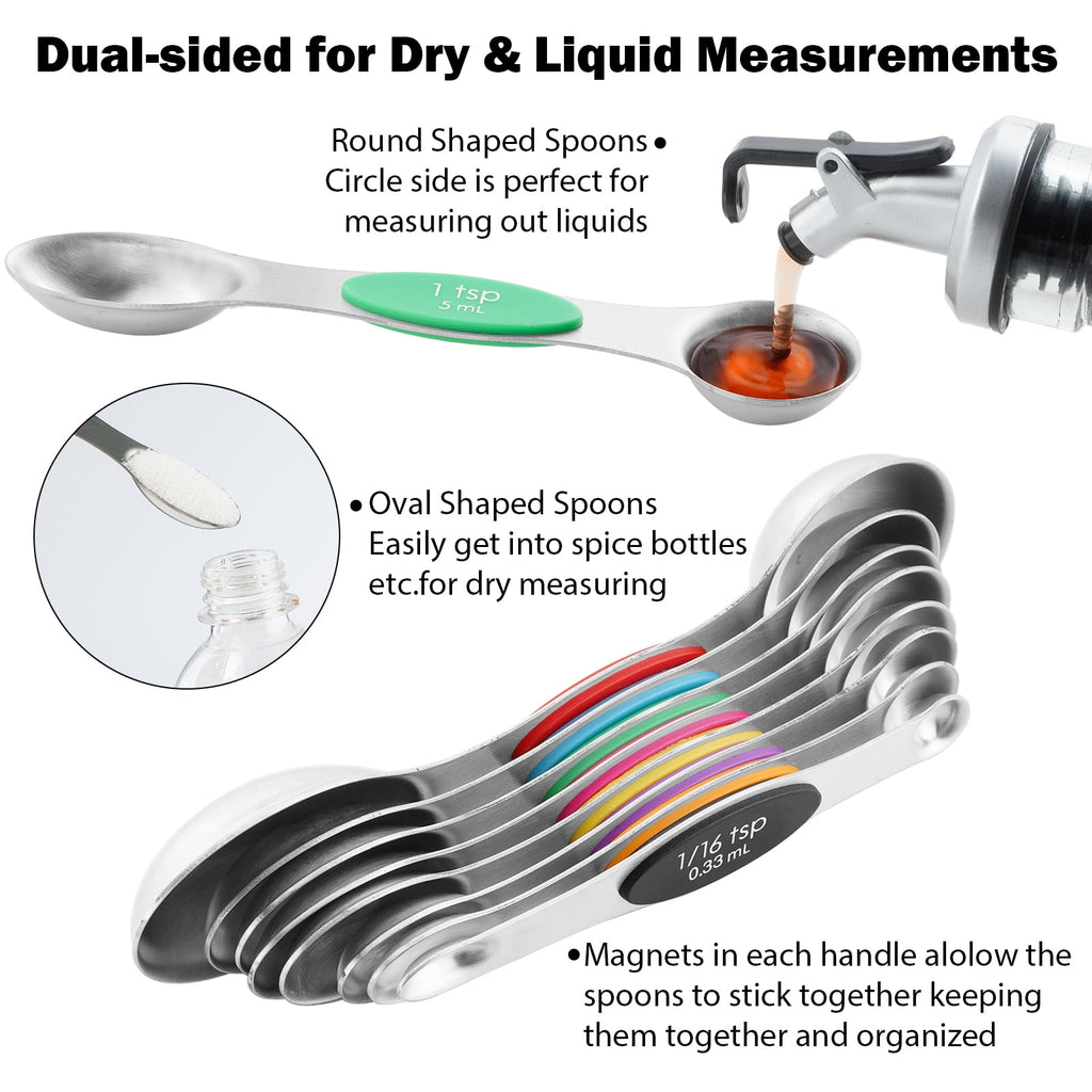 Lumikrypt 16 Piece Magnetic Measuring Cups and Spoons Set, Stainless Steel Nesting Metal Measuring Cups Set with Leve... - Image 5