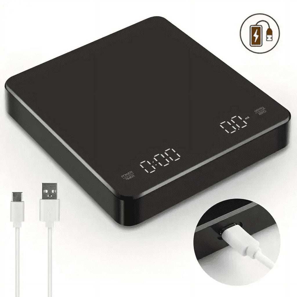 Digital Coffee Scale with Timer LED Screen Espresso USB 3kg Max.Weighing 0.1g High Precision Measures in Oz/ml/g Kitc... - Image 5