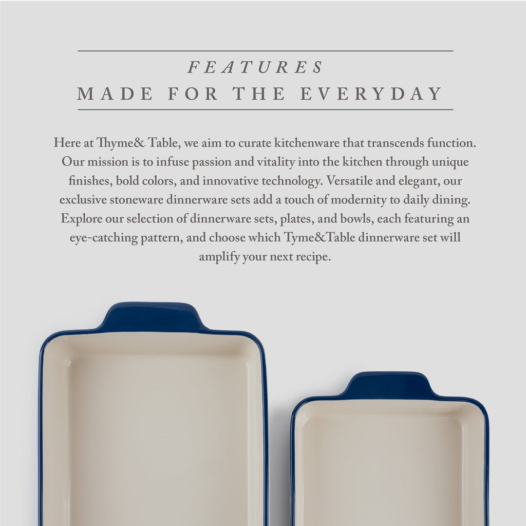 Thyme & Table Stoneware Square & Rectangular Baker, Blue Pattern, 2-Piece Set - Image 2