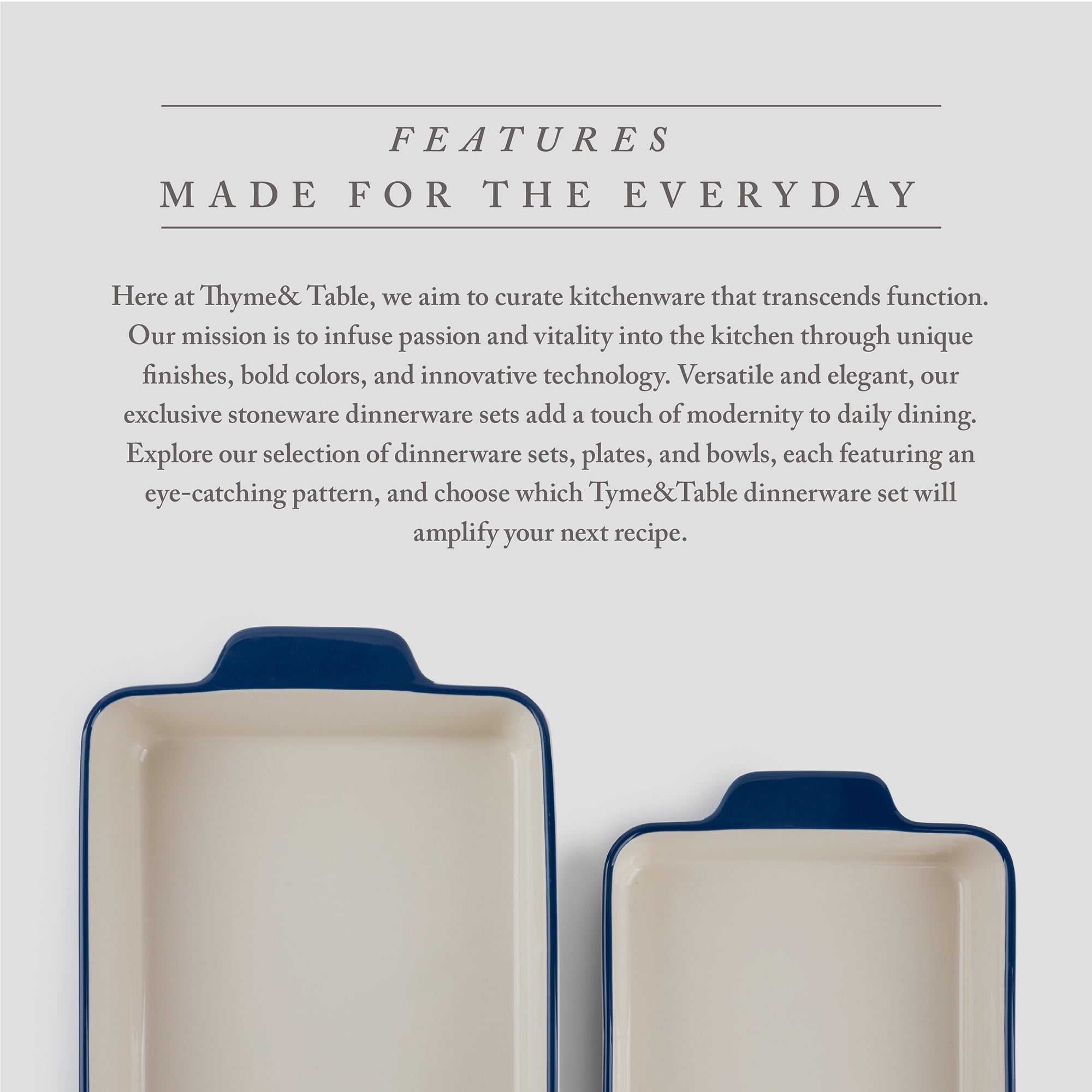 Thyme & Table Stoneware Square & Rectangular Baker, Blue Pattern, 2-Piece Set - Image 2