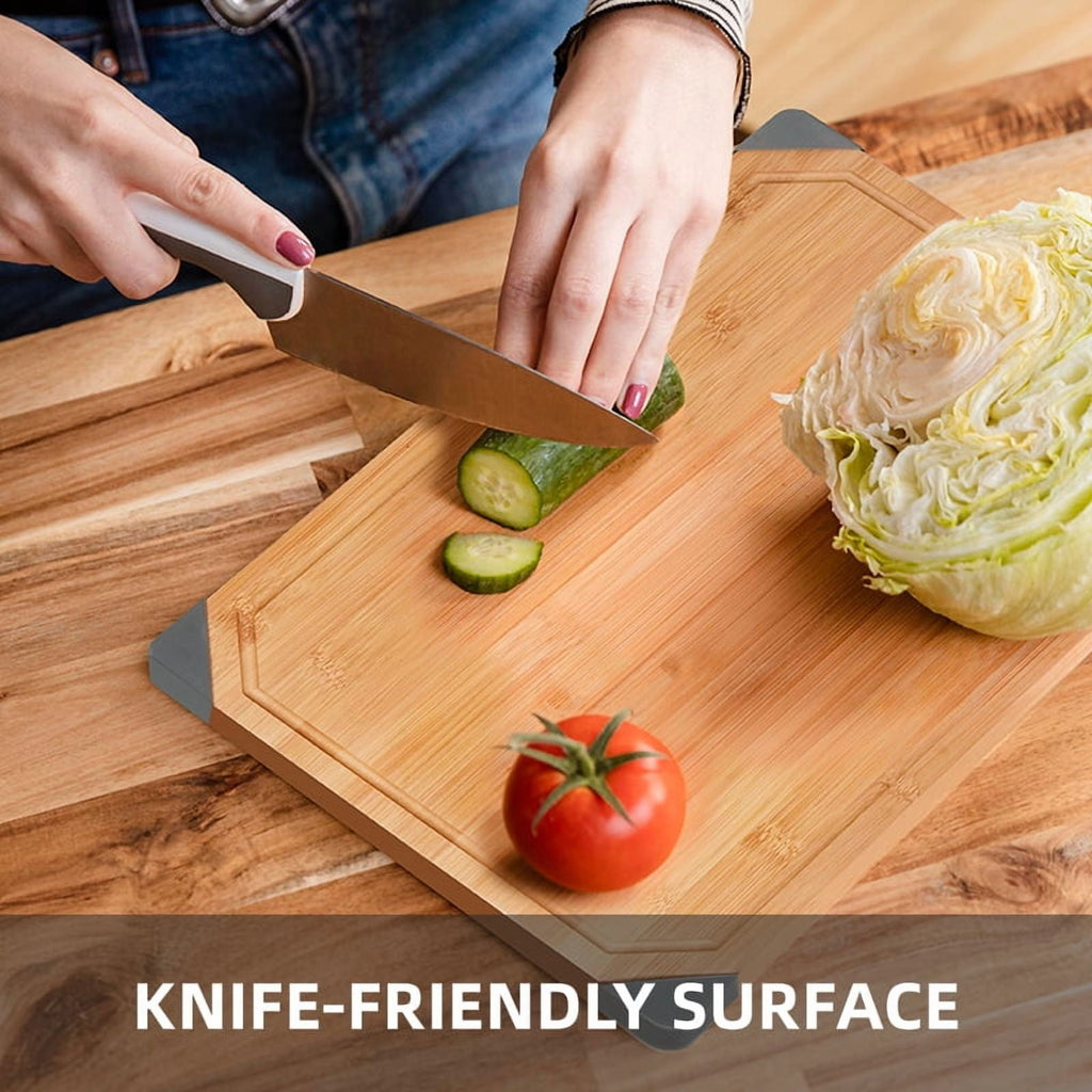 Empune Bamboo Cutting Board, 17"×11" Extra Large Wood Chopping Board for Kitchen, Deep Juice Groove and Built-in Hand... - Image 3
