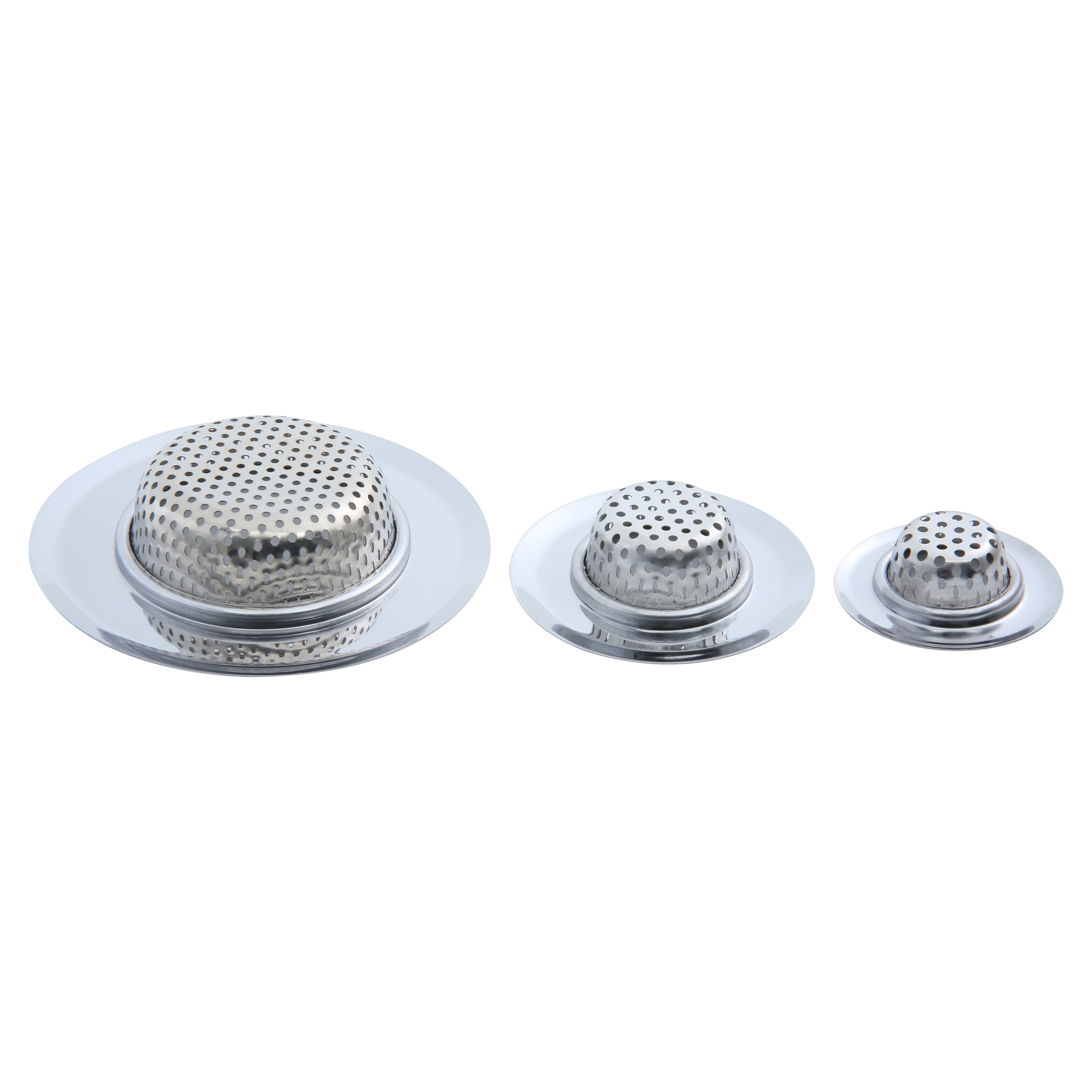 Mainstays Stainless Steel Kitchen Sink Drain Strainer Set 3 Pack 4.45", 2.95", 2.1" Silver - Image 5